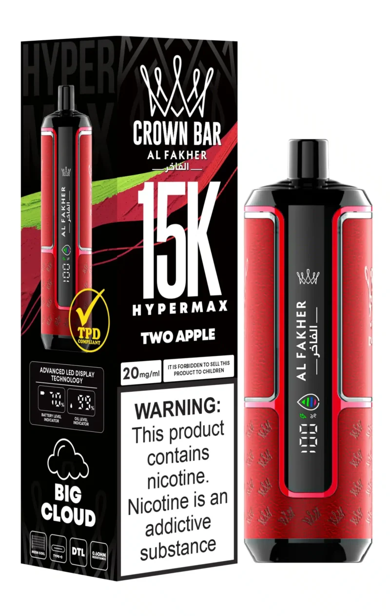 Al Fakher Crown Bar Hypermax 15000 puffs Two Apple 6mg