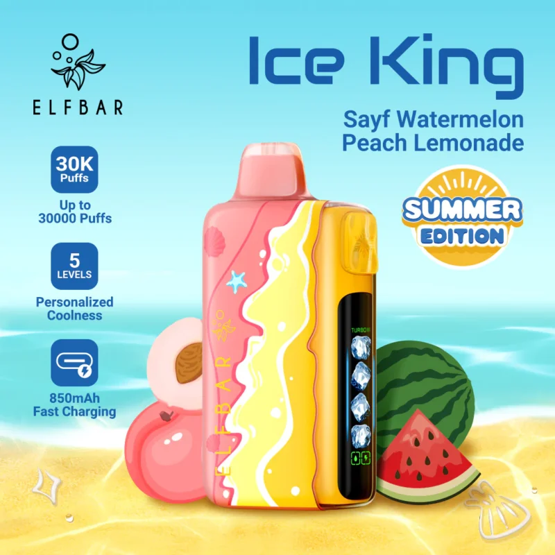 ELFBAR Ice King Sayf Watermelon Peach Lemonade 30k Puffs 50mg